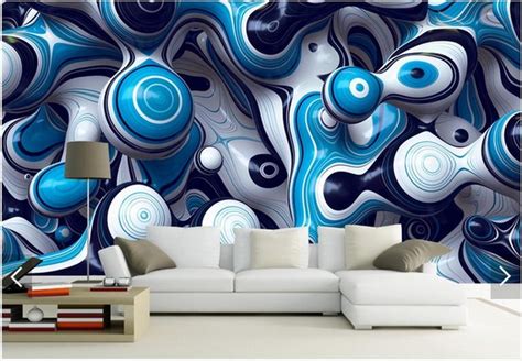 Blue and white abstract 3D Custom wall murals / wallpapers – DCWM001570 ...