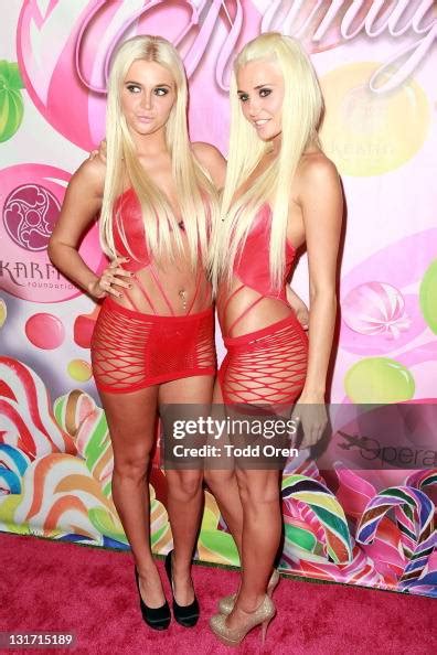 Playmate twins Kristina Shannon and Karissa Shannon pose at the 6th