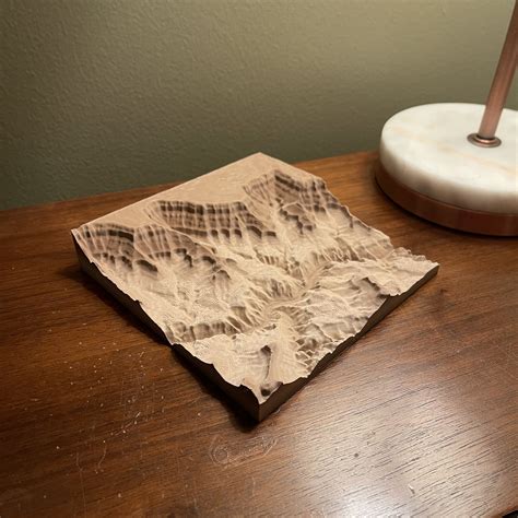 Grand Canyon Topographic Map Sculpture - 3D Printed Tabletop Decor for