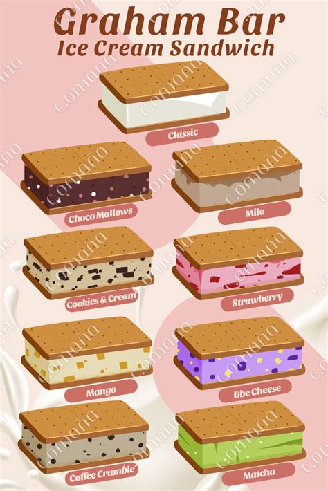 GRAHAM BAR - DIFFERENT FLAVORS | Icecream bar, Ice cream menu, Dessert bars