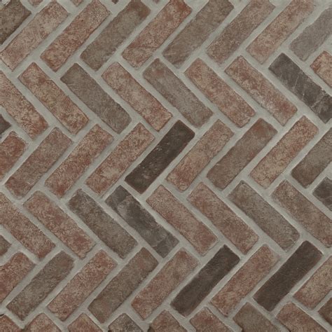 msi artisanbrik    textured clay brick herringbone floor