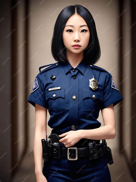 Premium AI Image | Portrait of beautiful asian woman wearing police