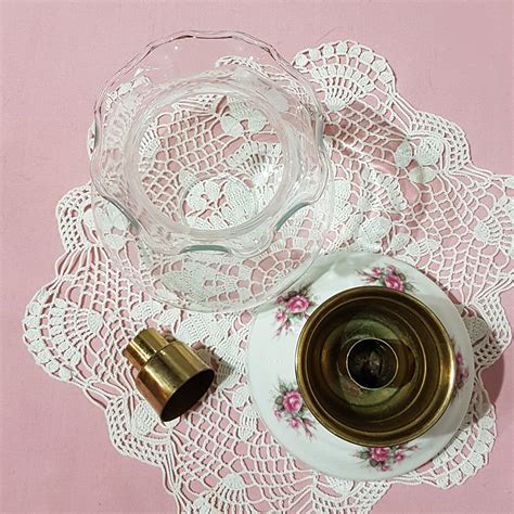 Royale Stratford Contessa Porcelain Candle Hurricane Lamp, Pink Roses
