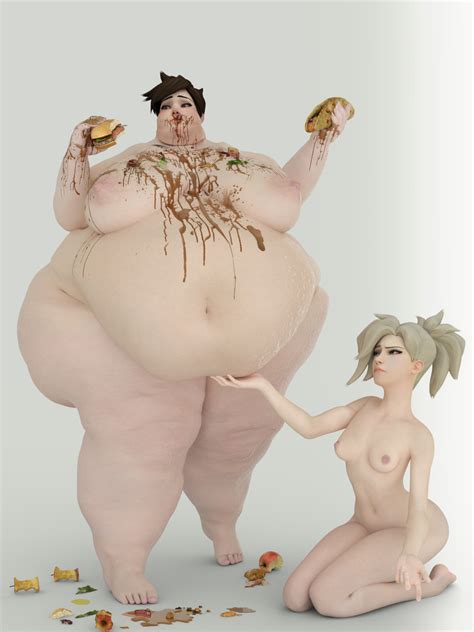 Rule 34 - 2girls 3d bbw belly big belly big breasts breasts eating fat