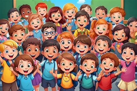 Premium Photo | Illustration of Happy school kids cartoon