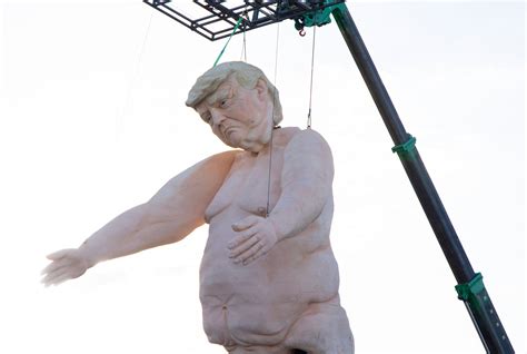 What about crowd size? 43ft nude Trump statue erected along Las Vegas