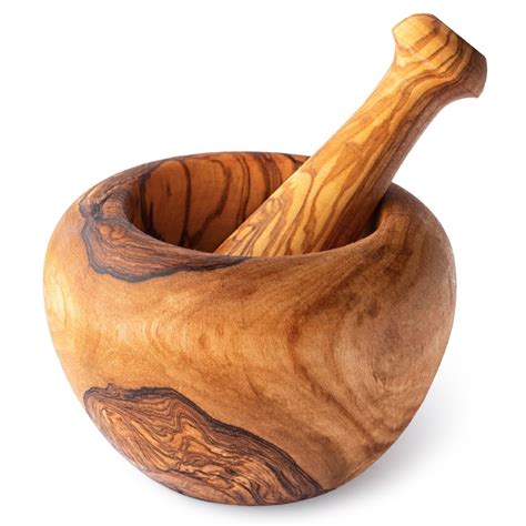 rustic wooden mortar  pestle set forest decor