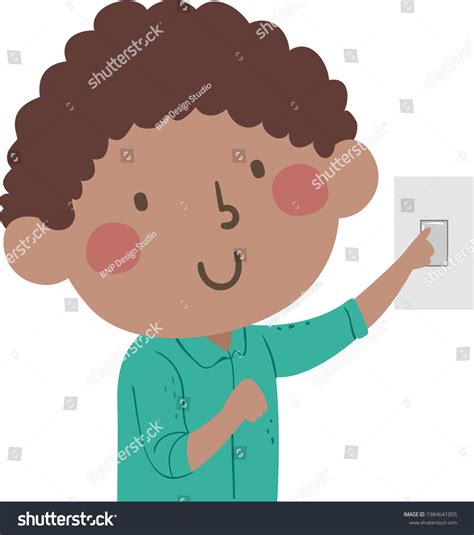 Illustration Kid Boy Switching Light Off Stock Vector (Royalty Free) 1984641005 | Shutterstock