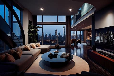 premium photo luxury penthouse  panoramic views   city