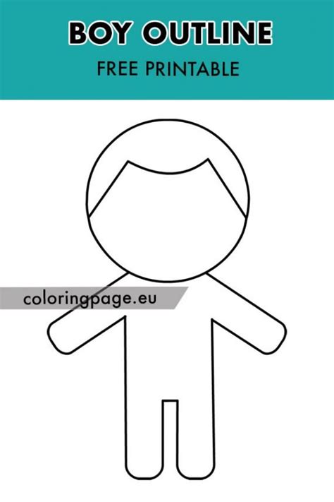 boy outline template coloring page