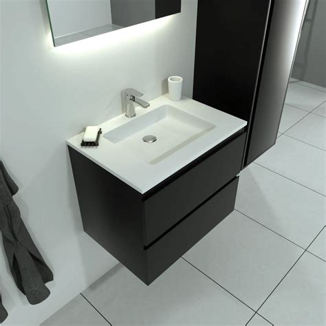 sanigoods sally badmeubel mat zwart cm met solid surface wastafel biano