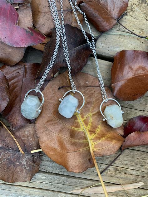 Raw Birthstone Moonstone Necklace | Etsy