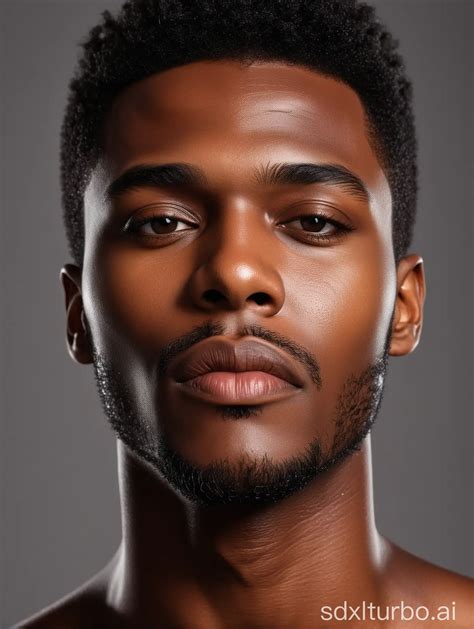 CloseUp Portrait of EmberSkinned Man with Radiant Oily Skin | SDXL Free