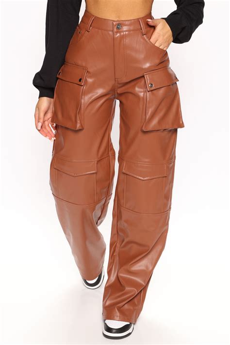 Break The Rules Faux Leather Cargo Pant 33 - Cognac | Fashion Nova ...