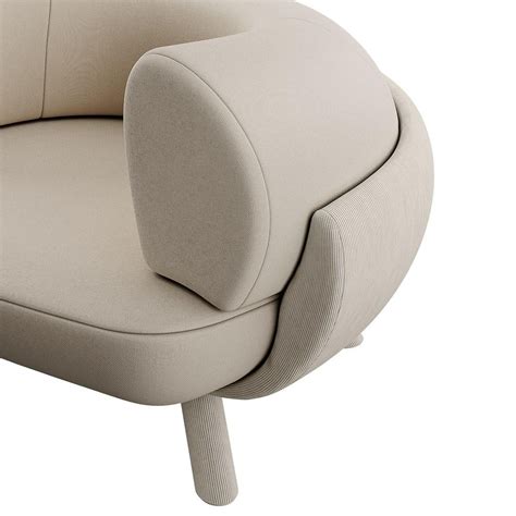 modern curved white armchair upholstered  velvet  corduroy plush