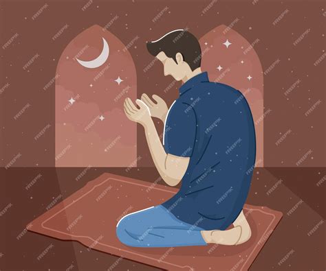 Premium Vector | Vector illustration of a Muslim praying fervently on
