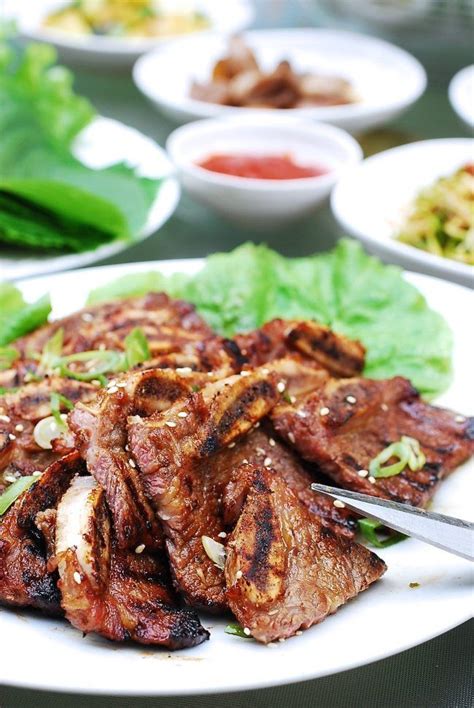 side view   plate  perfectly caramelized la galbi korean grilled