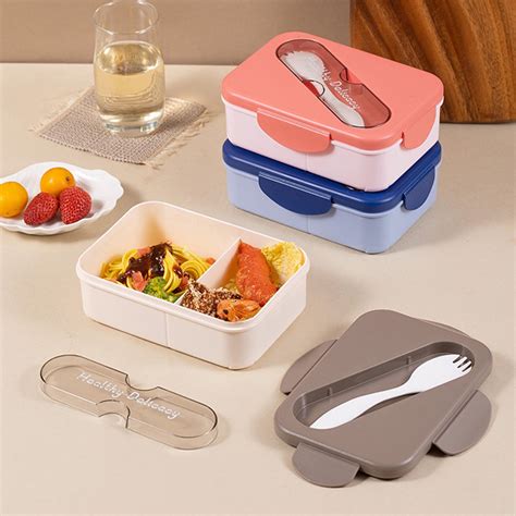 Microwaveable Bento Lunch Box | 2-Compartment Plastic Meal Prep