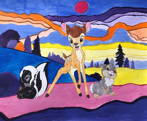 Gina Martin - Bambi x Ted Harrison Crossover Painting