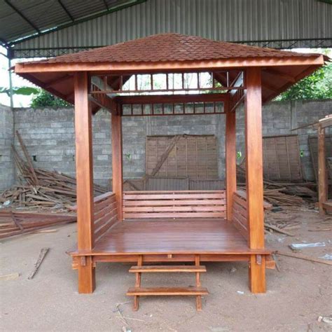 Gazebo Bahan Kayu Jati Minimalis Ukuran 200 x 200 / GAZEBO kayu glugu ...