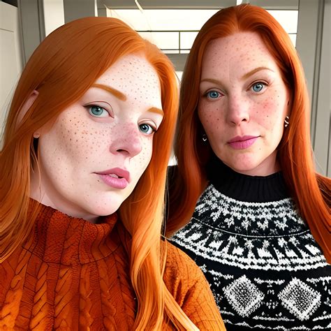 Two tall beautiful, curvy, plus-sized, early middle-aged ginger women