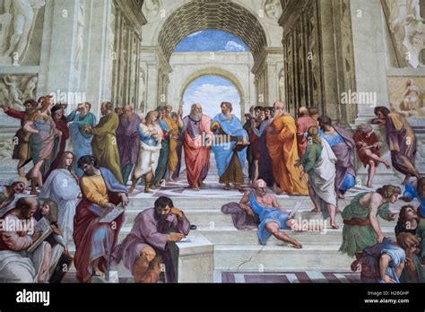 Raphael (1483-1520), The School of Athens fresco (1509–1511). Stanza ...