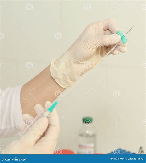 Blood Test Procedure Hands with Neelde Stock Photo - Image of uniform