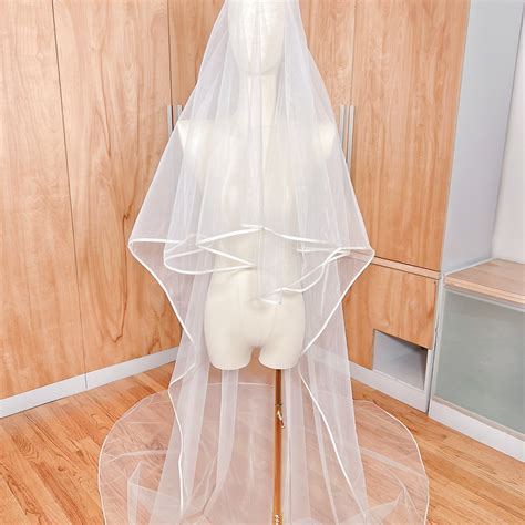 Cathedral Satin Veil, Satin Edge Veil Wedding, Cathedral Veil With