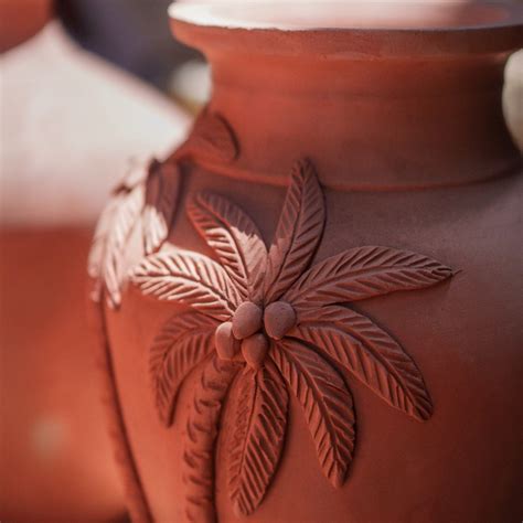 Coconut Sculpted Terracotta Vase, Rustic Terracotta Planter, Indian