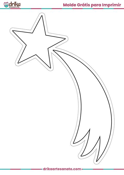 Estrela Cadente Para Imprimir - Molde de Estrela para Imprimir: Vários Tamanhos Grátis!
