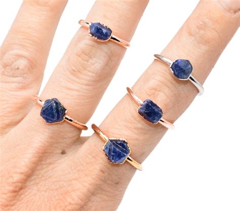 Rough SAPPHIRE Ring /crystal ring / raw Sapphire ring / September