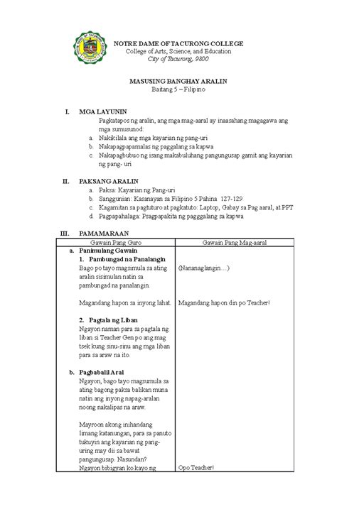sample detailed lesson plan  english  teaching demonstration