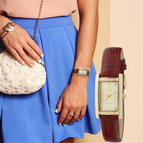 peugeot womens small dress  brown leather strap peugeot watches