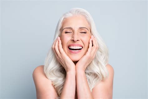 white haired older woman