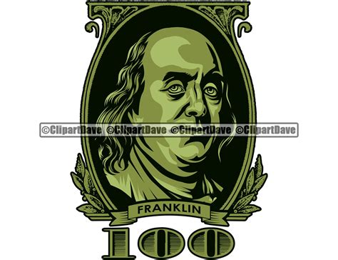 Money Ben Franklin 100 Dollar Bill SVG Design Cash Sign Hustle | Etsy
