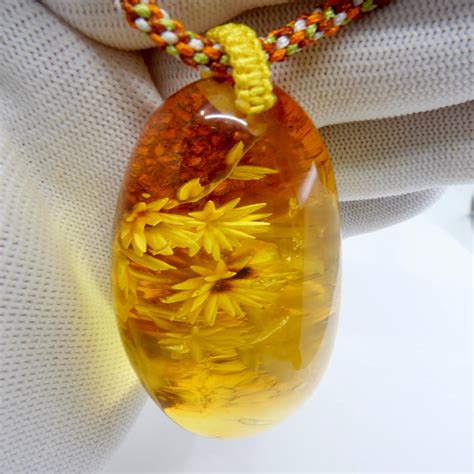 Certified 187 Carat Natural Amber Flower Pendant Necklace, Statement