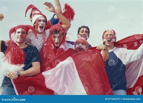 Happy Peruvian Stadium Soccer,futbol, Fans Commemorating Victory, with ...