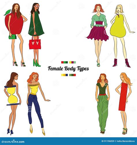 Female Body Types and Body Shapes Stock Vector - Illustration of pose