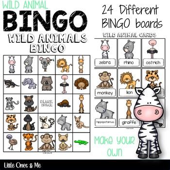 Wild Animal Bingo Cards + Make Your Own by Unique Ideas With Mrs S