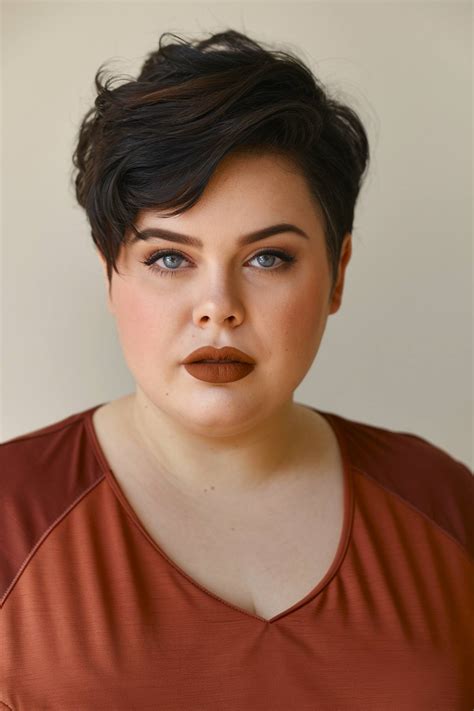 Double chin round face pixie cut plus size styles are trending 13