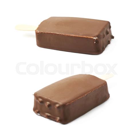 Vanilla ice cream bar on a stick | Stock image | Colourbox