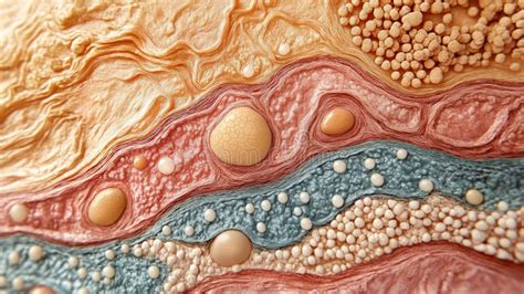Healthy Skin Tissue, Displaying Epidermis, Dermis, and Fat Layers Stock ...