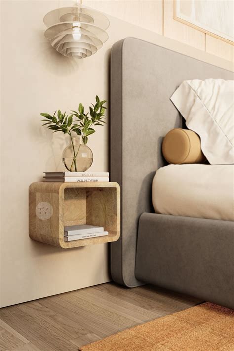 mini floating shelf cube floating bedside table curved square