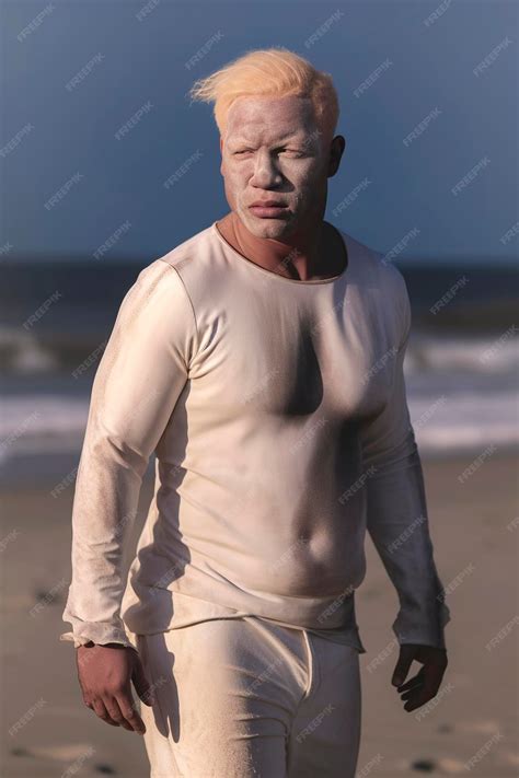 Ilustración generativa de ia del retrato de un hombre negro albino con