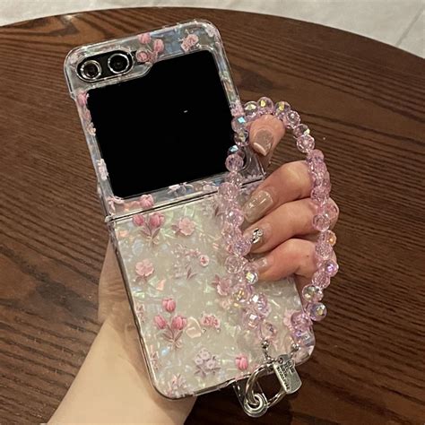 jual cute pink flowers shell phone case  crystal rhinestone