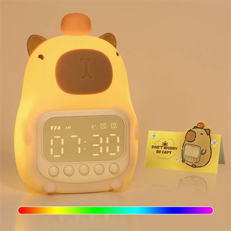 Yiliaw Capybara Alarm Clock with Night Light for Kids, 7 RGB Color Cute