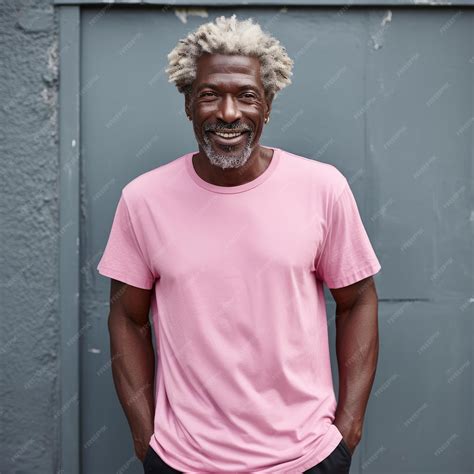 Premium Photo | Old black man wearing empty blank tshirt for mockup