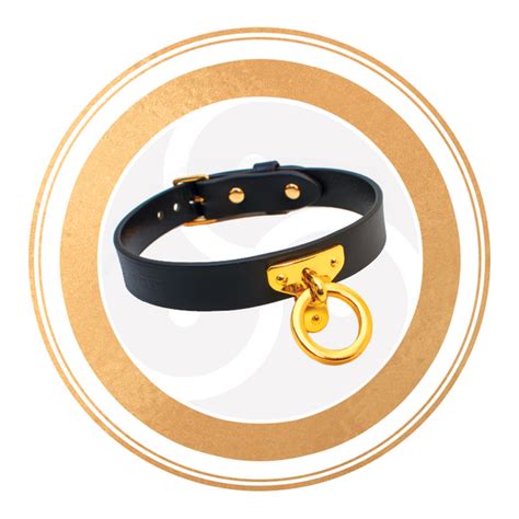 bdsm golden  ring leather collar  leash ozgaga