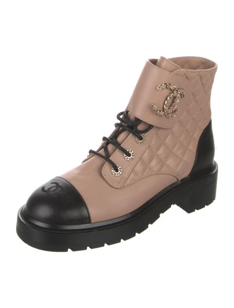 Chanel 2021 Interlocking CC Logo Combat Boots - Pink Boots, Shoes