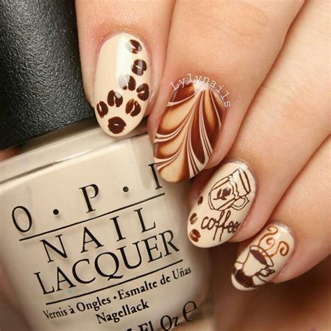 coffee color nail art